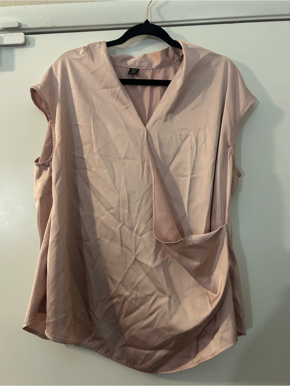 SHEIN Blush Sleeveless Draped V-Neck Blouse
